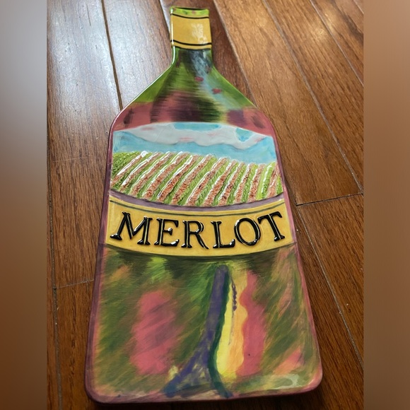 Fitz and Floyd Cheese, hanging, tray. Shaped like a wine bottle - Picture 2 of 5